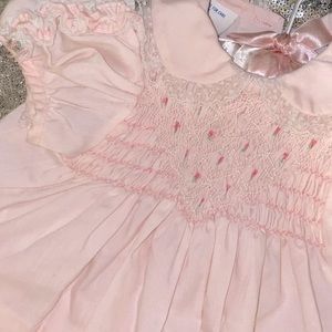 Vintage valentines pink hand smocked dress